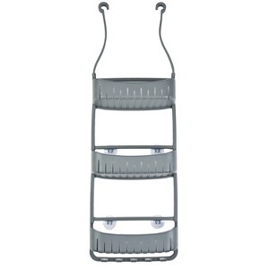 Cameo 3-Tier Hanging Bathroom Shower Caddy, Adjustable Mounting Arms, Loofah & Razor Hooks, Suction Cups, Polypropylene, Rust-Resistant - 1 of 3
