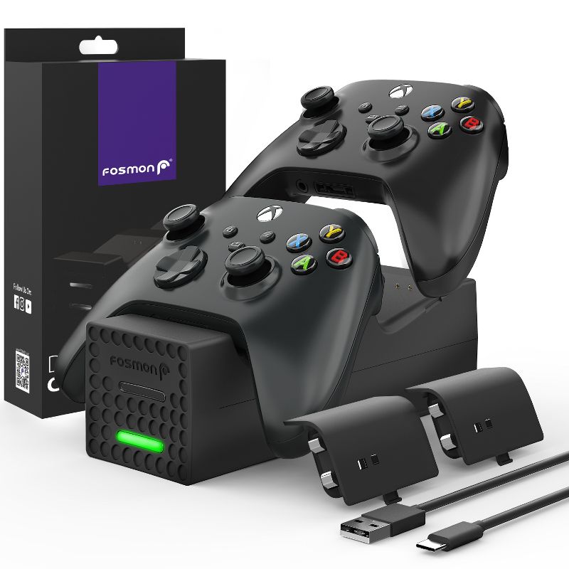 Fosmon Dual 2 Conductive Charging Station for Xbox Series X / Series S Controllers - Black, 1 of 8