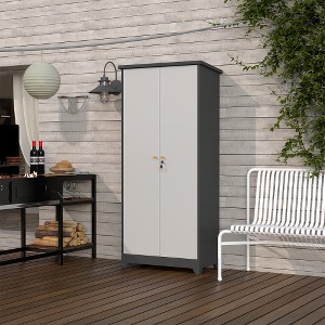 ORRD Waterproof Outdoor Storage Cabinet with Shelves, Tall Weatherproof Garden Cabinet for Patio & Outside, Light Gray - 1 of 4