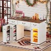 PAKASEPT Farmhouse Manicure Table with LED Light Display Cabinet, Nail Desk with Power Outlet,Dust Bags, Acetone-Resistant,Movable Shelves,Drawers - 3 of 4