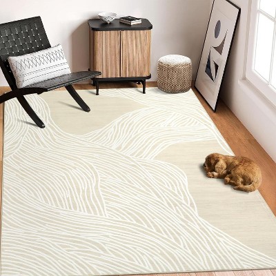 Modern Abstract Runner & Area Rug, Artistic Design, Non-Slip, Soft Low Pile for Entryway, Kitchen, Laundry