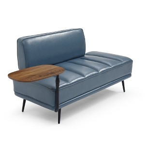 VYNXARIA 55 Inch Width Modern End of Bed Bench,Black Faux Leather Upholstered With side table,Entryway Ottoman,Window Bench with Metal Legs - 1 of 4