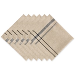 Design Imports  French Stripe Napkin Set 6 Piece, Taupe/Black, 20X20" - 1 of 4