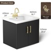 phiestina 24" Black Floating Bathroom Vanity, Fully Pre-Assembled with Ceramic Sink, 2 Soft Close Doors, Faucet Not Included - 2 of 4
