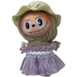 Doll Clothes Superstore Lavender Ruffles & Blooms: Frilly Skirt and Flower Trim Hat Set for 17.5 cm Labubu Dolls - 1 of 4