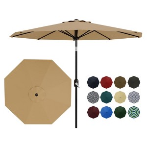 10ft Patio Umbrella with Push Tilt & Crank - 8-Rib Design, UV Protection & Waterproof, Tan - 1 of 4