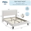 Coucheta Velvet Bed Frame - Tufted Wingback Headboard, Upholstered Platform, Wood Slats, No Box Spring, White - 2 of 4