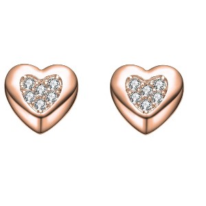 Guili Lovely Heart Stud Earrings – Elegant & Romantic with Clear Cubic Zirconia. Perfect for Any Occasion in White, Gold & Rose Gold - 1 of 3