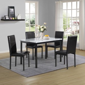 NicBex Dining Table Set for 4 Morden Counter Height Table with Faux Marble Tabletop and 4 Faux Leather Chairs for Kitchen - 1 of 4