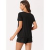 cheibear Women's Lounge Outfits Casual V-Neck Shorts Sleeves Tops with Shorts Pajama Sets - 3 of 4