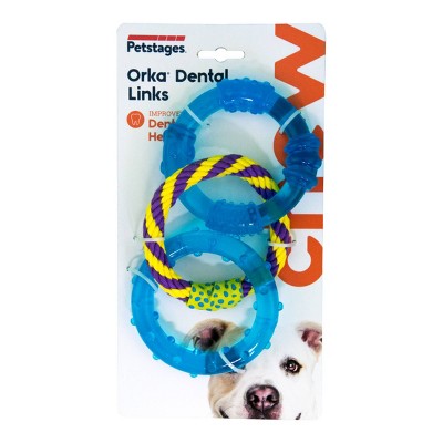 Petstages Orka Dental Links Blue and Yellow Chew Toy