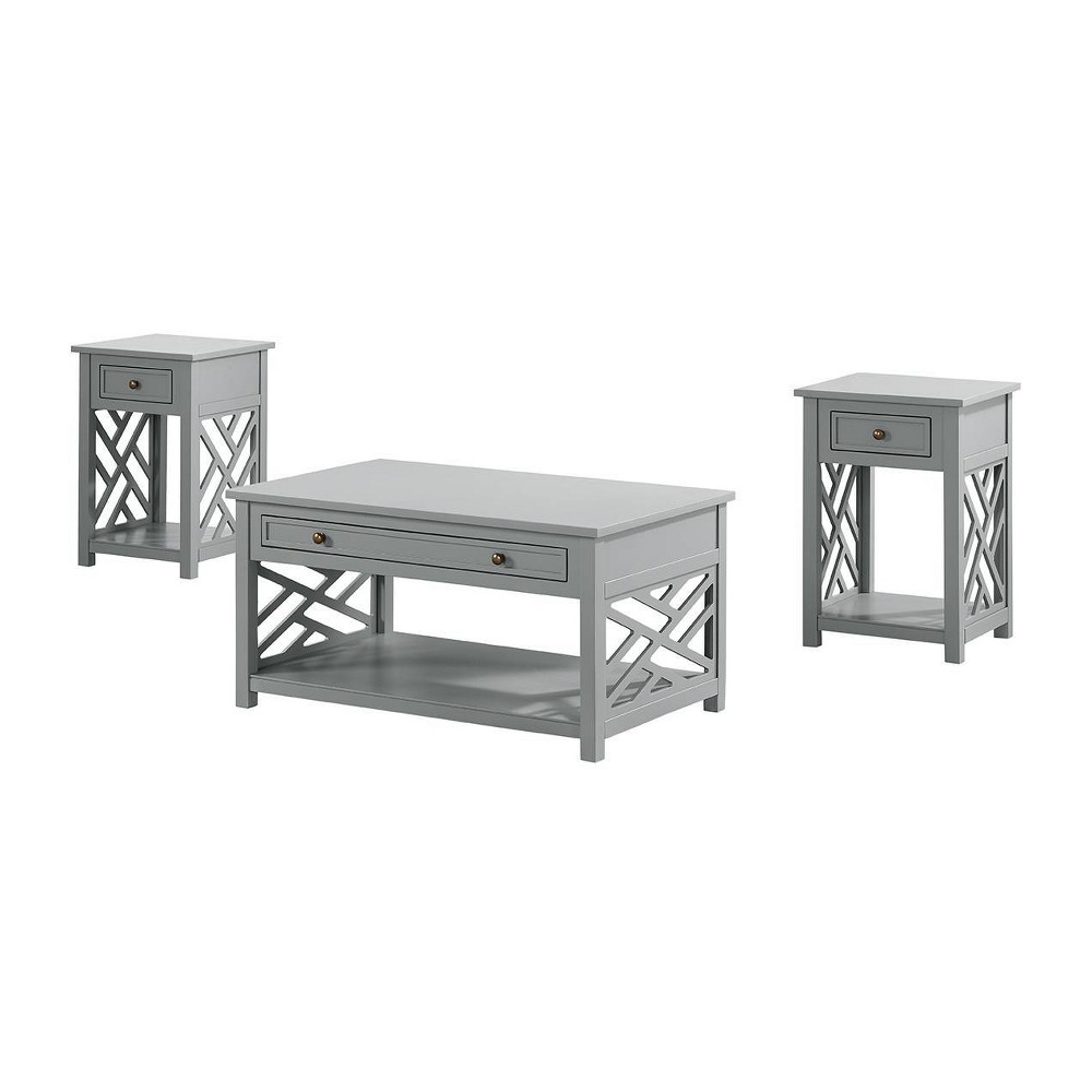 Photos - Coffee Table 36" Middlebury  and 2 End Tables with Drawer Gray - Alaterre F