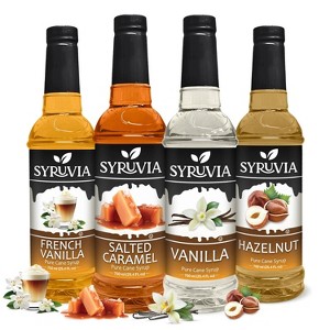 Syruvia Coffee Flavors Variety Pack: Salted Caramel, Vanilla, French Vanilla & Hazelnut 25.4 fl oz Syrup - 1 of 4