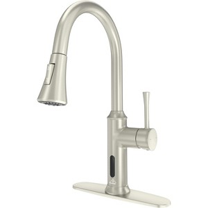 CASAINC Single Handle Brushed Nickel 16.8 in. H Pull Down Sprayer Kitchen Faucet with Infrared Sensor and Smart Voice Control - 1 of 1