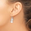 Black Bow Jewelry Rhodium Plated Sterling Silver & FW Cultured Pearl Snowman Earrings - 3 of 4