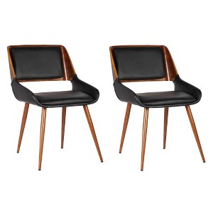 Armen Living,Panda Mid-Century Dining Chair Faux Leather Set Of 2 - 1 of 4