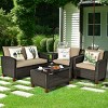 Costway 8PCS Patio Rattan Furniture Set Solid Wood Leg Cushioned Sofa Garden Lawn - 2 of 4