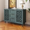 Arina Hollow-Carved Cabinet,Distressed Wooden Cabinet With 2 Doors And 3 Drawer-Maison Boucle - 2 of 4