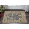 Gold Blue and Purple Wool Oriental Hand Knotted Area Rug With Fringe - 2 of 4