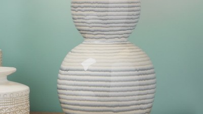 Catalina Wave Ceramic and Linen Double Gourd Table Lamp