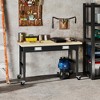 HOMCOM 47" Work Bench with Drawer, Height Adjustable Legs, Bamboo Tabletop Workstation Tool Table on Wheels for Garage, 1320 Lbs, Black/Natural - 2 of 4