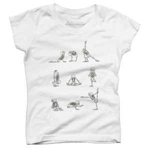 Girl's Design By Humans Skeleton Yoga By huebucket T-Shirt - 1 of 3