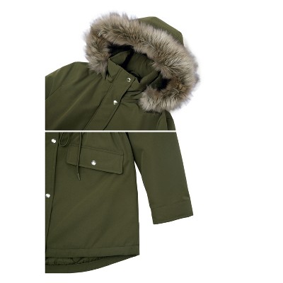 Женские куртки Rokka&Rolla Women's Mini Fur Lined Parka Coat-Olive, size Medium — фото 7