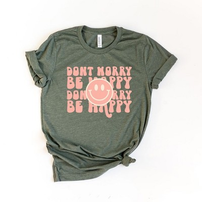 Simply Sage Market Women's Don't Worry Be Happy Smiley Face Short Sleeve Graphic Tee