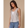 INSPIRE CHIC Women's Casual Linen Loose Faux Flap Pocket Lightweight Blazer Vest - 3 of 4
