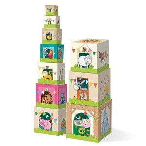HABA On the Farm Stacking & Nesting Cubes – 10-Piece Montessori Toys for Toddlers, Award-Winning Educational Stacking Toy & Farm-Themed Blocks - 1 of 4