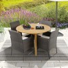 Tangkula 5 PCS Patio Dining Set Round Acacia Wood Table 4 Cushioned Wicker Armchairs - 3 of 4