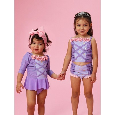 RuffleButts Girls UPF50+ Princess Dress-Up 2-Piece Swimsuit - Amethyst Princess, 6 — фото 5