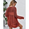 Womens Summer Lightweight Cardigan Long Sleeve Open Front Loose Beach Crochet Cover Up - 4 of 4
