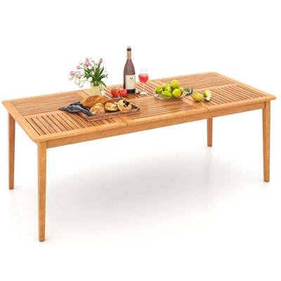 Costway 8-Person Outdoor Acacia Wood Dining Table with 1.96" Umbrella Hole Rectangular