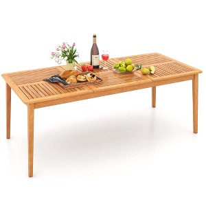 Costway 8-Person Outdoor Acacia Wood Dining Table with 1.96" Umbrella Hole Rectangular - 1 of 4