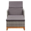 vidaXL Sun Lounger Poly Rattan and Solid Acacia Wood Gray - 2 of 4