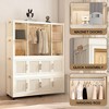 Portable Wardrobe Closet Storage Organizer for Clothes, Wardrobe Storage Cabinet with Magnetic Transparent Door & Hanging Rod for Living Room Bedroom - 4 of 4