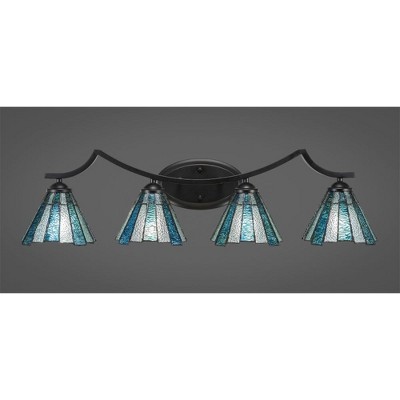 Toltec Lighting Zilo 4 - Light Vanity in  Matte Black with 7" Sea Ice Art Glass Shade