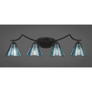 Toltec Lighting Zilo 4 - Light Vanity in  Matte Black with 7" Sea Ice Art Glass Shade - 1 of 1