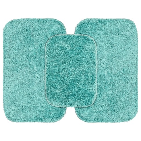 3pc Traditional Nylon Washable Bathroom Rug Set Seafoam - Garland Rug ...