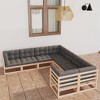 vidaXL Patio Furniture Set 8 Piece Outdoor Sectional Sofa Solid Wood Pine - Natural With Cushion - 2 of 4