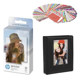 HP Sprocket Sticky Back Zink Photo Paper 2x3" (50 Sheets), Stickers & Album Starter Bundle - 1 of 4