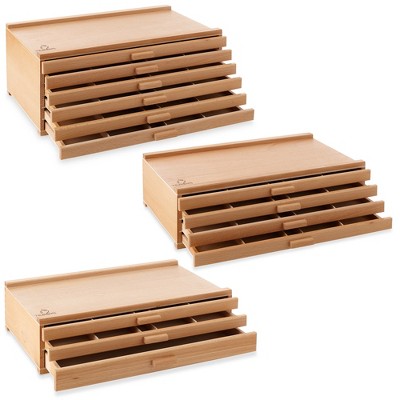 Art Supply Organizer  3-Drawer Wooden Storage Box for Artists