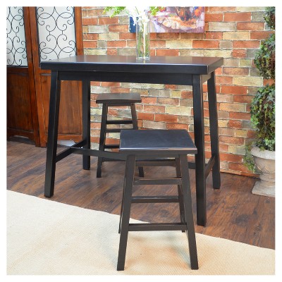 Antique Black Solid Wood Rectangular Counter Height Bar Table