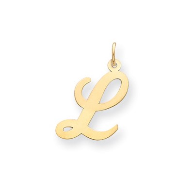 Black Bow Jewelry 14k Yellow Gold, Madison Collection, Medium Script Initial Pendant A-W