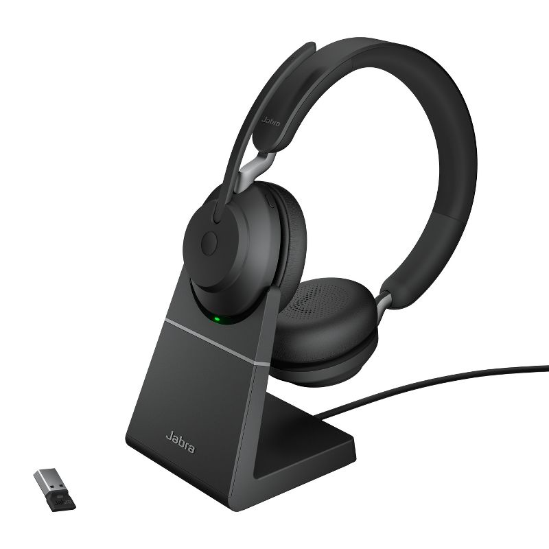 Jabra Evolve2 65 USB-A UC Stereo with Charging Stand - Black Wireless Headset / Music Headphones, 1 of 8