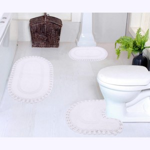 Hampton Crochet Collection Cotton Reversible Tufted Set of 3 Bath Rug Set - Home Weavers - 1 of 4