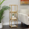 Glam Metal Marble Square Shelving Unit 3 Tier Gold - Olivia & May: Luxury Corner Display, No Assembly Required - 2 of 4