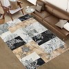 Modern Floral Thin Indoor Rug, Washable Low Pile Carpet with Non Slip Backing, Stain Resistant Mat for Kitchen, Entryway, or Living Room - 3 of 4
