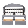 TIRAMISUBEST Twin Size Upholstered Daybed with Cloud-Shaped Backrest, Trundle & 2 Storage Drawers, Velvet Daybed Frame Sofa Bed with USB Ports - 4 of 4